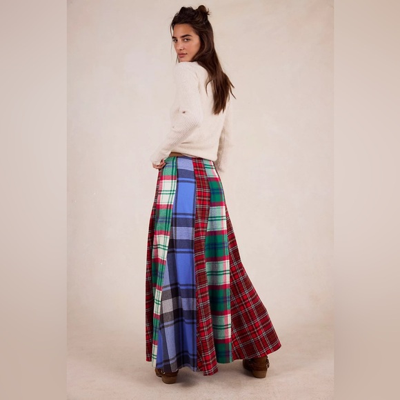 Free People Multicolor Plaid A-Line Skirt - Picture 3 of 8